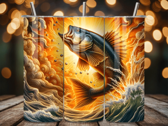 3D Abstract Bass Fishing Tumbler Wrap: A Professional Sublimation Design