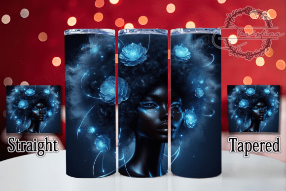 3D Afro Floral Girl Tumbler Design for Vibrant Projects