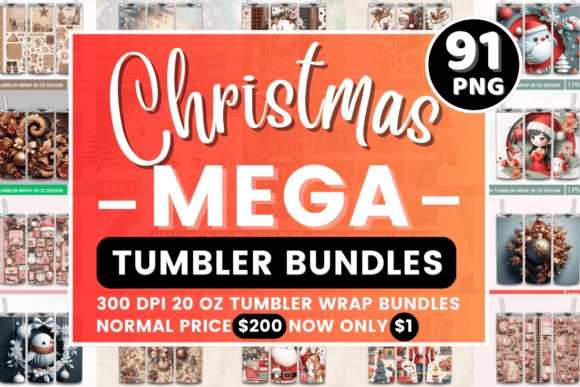 3D Christmas Mega Tumbler Bundle: Festive Design Asset