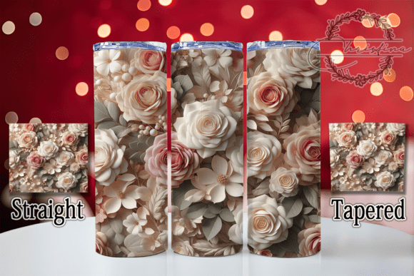 3D Elegant Pink Rose 20oz Tumbler