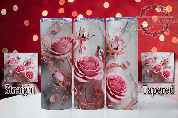 3D Elegant Pink Roses Tumbler: A Stunning Digital Design
