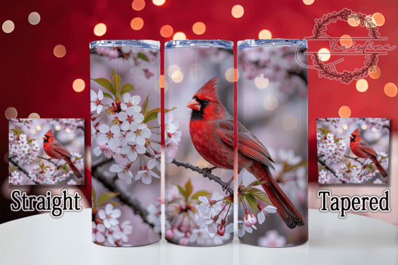 3D Floral Cardinal Tumbler: A Vibrant Design Asset