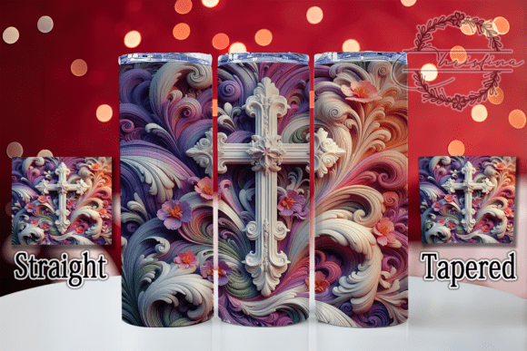 3D Floral Faith Cross Tumbler