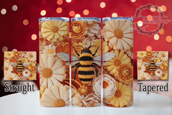 3D Golden Floral Bee Tumbler: A Stunning Digital Design