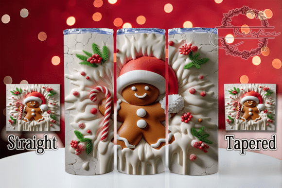 3D Inflated Gingerbread Tumbler: Festive Digital Design