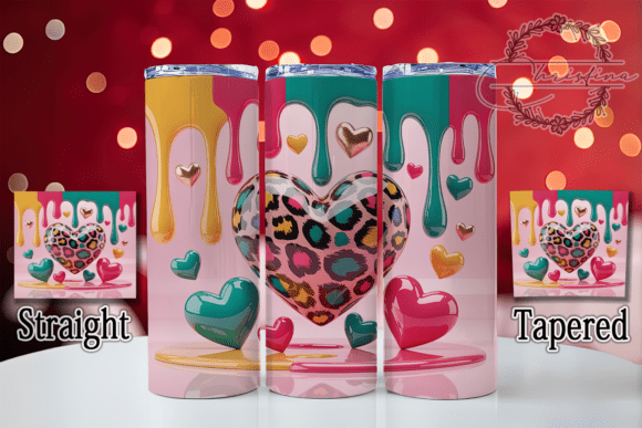 3D Inflated Heart Tumbler: Vibrant Design for Your Projects