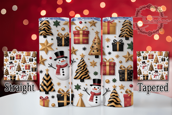 3D Inflated Snowman Christmas Tumbler Design
