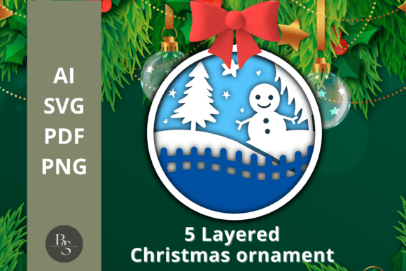 3D Layered Christmas Ornament SVG for Festive Crafts