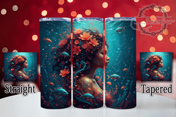 3D Magical Black Mermaid Tumbler Design