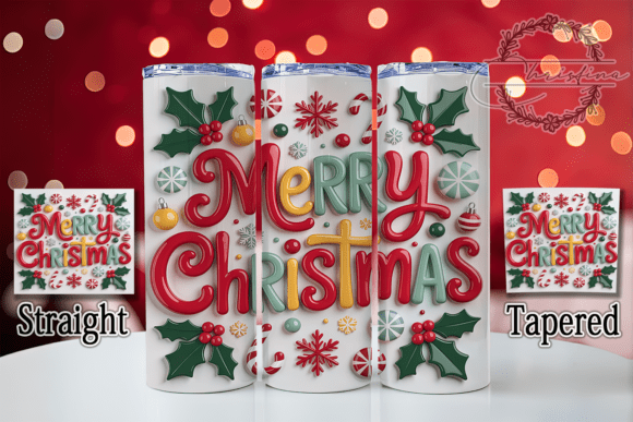 3D Merry Christmas Holiday Tumbler: Festive Design Assets