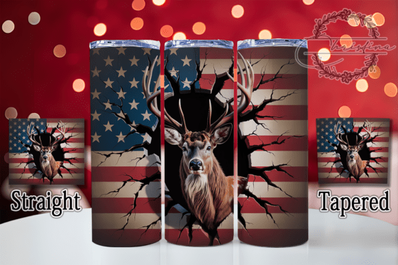 3D Patriotic American Deer Tumbler