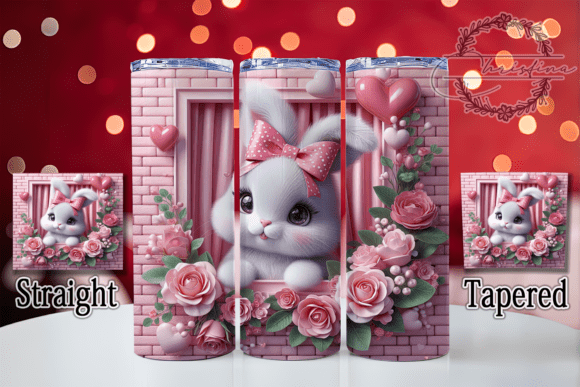 3D Pink Bunny Hole Tumbler: Vibrant Digital Design