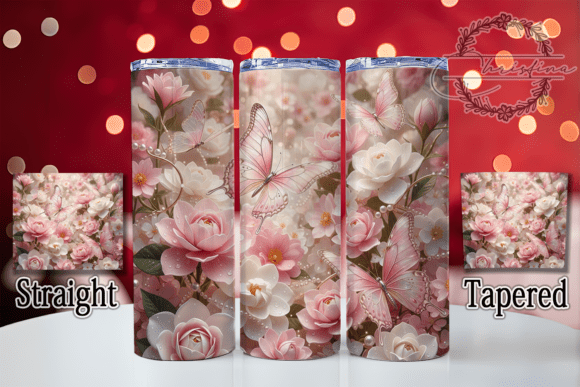 3D Pink Butterfly Tumbler Design