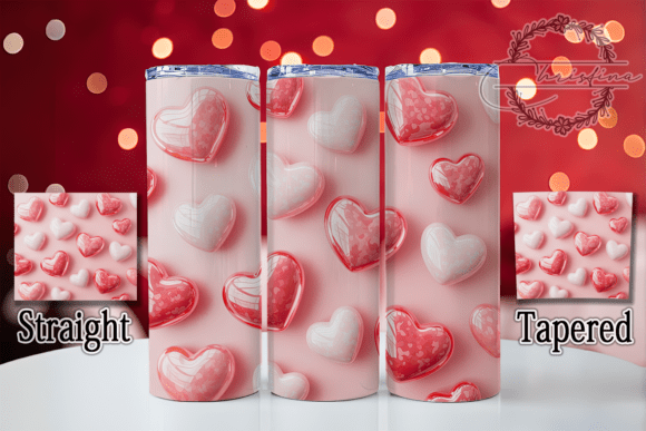3D Pink Hearts Tumbler: A Charming Design Asset