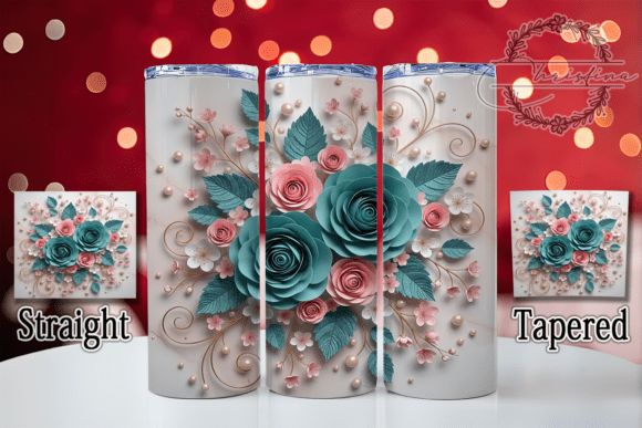3D Pink Lavender Rose Tumbler: Digital Design for Creative Drinkware