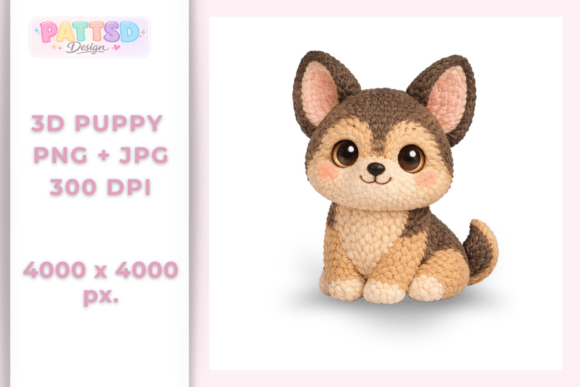 3D Plush Brown Dog – Cute Baby Animal