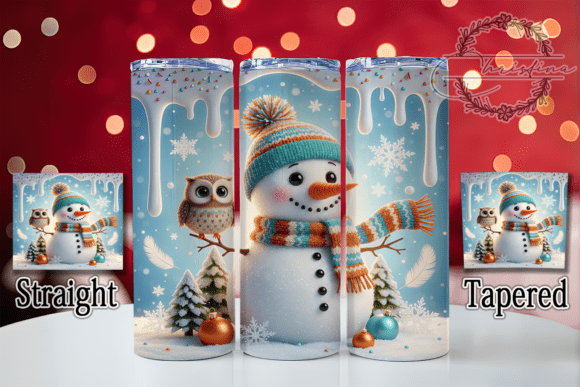 3D Puffy Inflated Snowman Tumbler Design for 20oz Skinny Tumblers