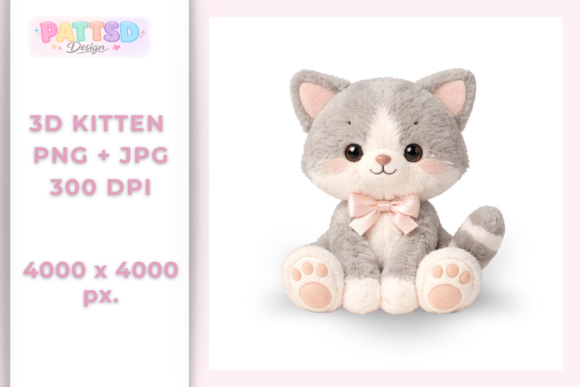 Adorable 3D Plush Cat Illustration for Creative Projects