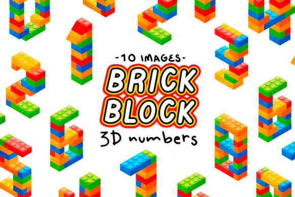 Brick Block 3D Numbers Clipart: Bold Graphics for Creative Projects