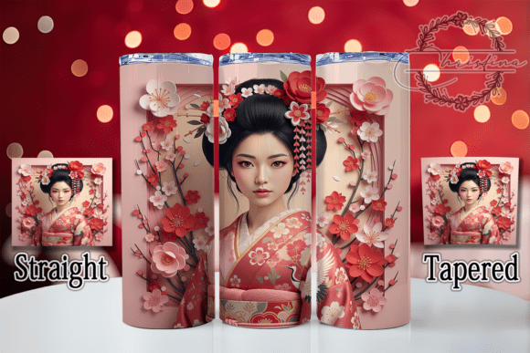 Elegant 3D Geisha Tumbler: A Digital Design for Creative Projects