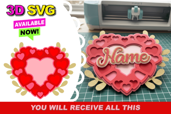 Heart Love Topper 3D SVG: Creative & Instant Download