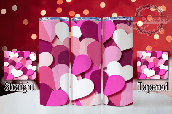 Seamless 3D Valentine Heart Tumbler Design