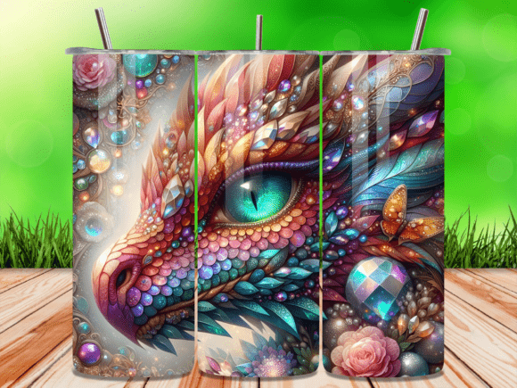 Stunning 3D Dragon Eye Jewel Skinny Tumbler Wrap Design